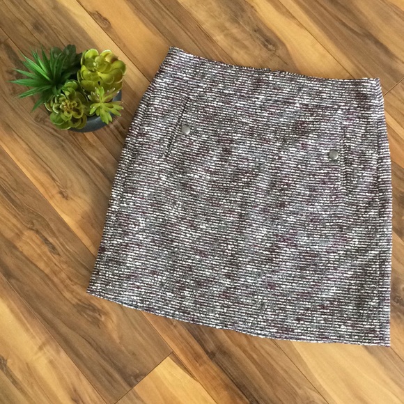 LOFT Dresses & Skirts - Loft Purple Tweed-Like Textured Midi Skirt